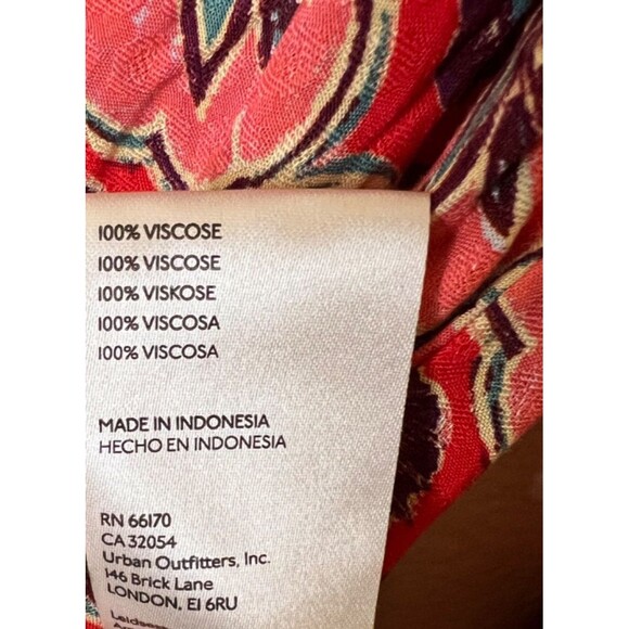 FREE PEOPLE Pink Red Hibiscus Combo Floral Paisley Peplum Top/Blouse Boho XS - Picture 7 of 12